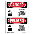 Signmission OSHA Sign, Caustic Wear Protective Equipment Bilingual, 24in X 18in Alum, 18" W, 24" H, Spanish OS-DS-A-1824-VS-1057